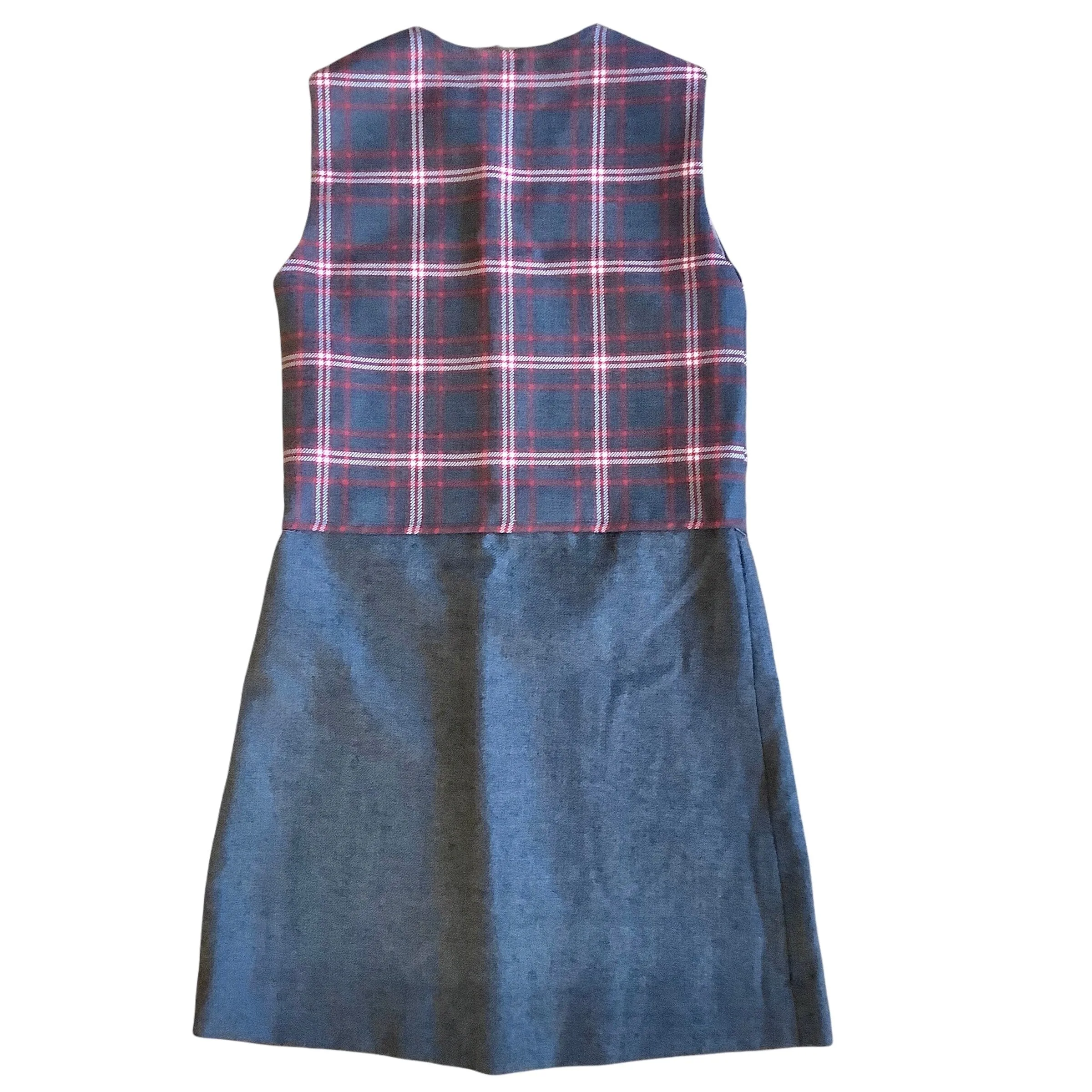 Vintage 1960's Grey Check Dress / 10-12Yrs