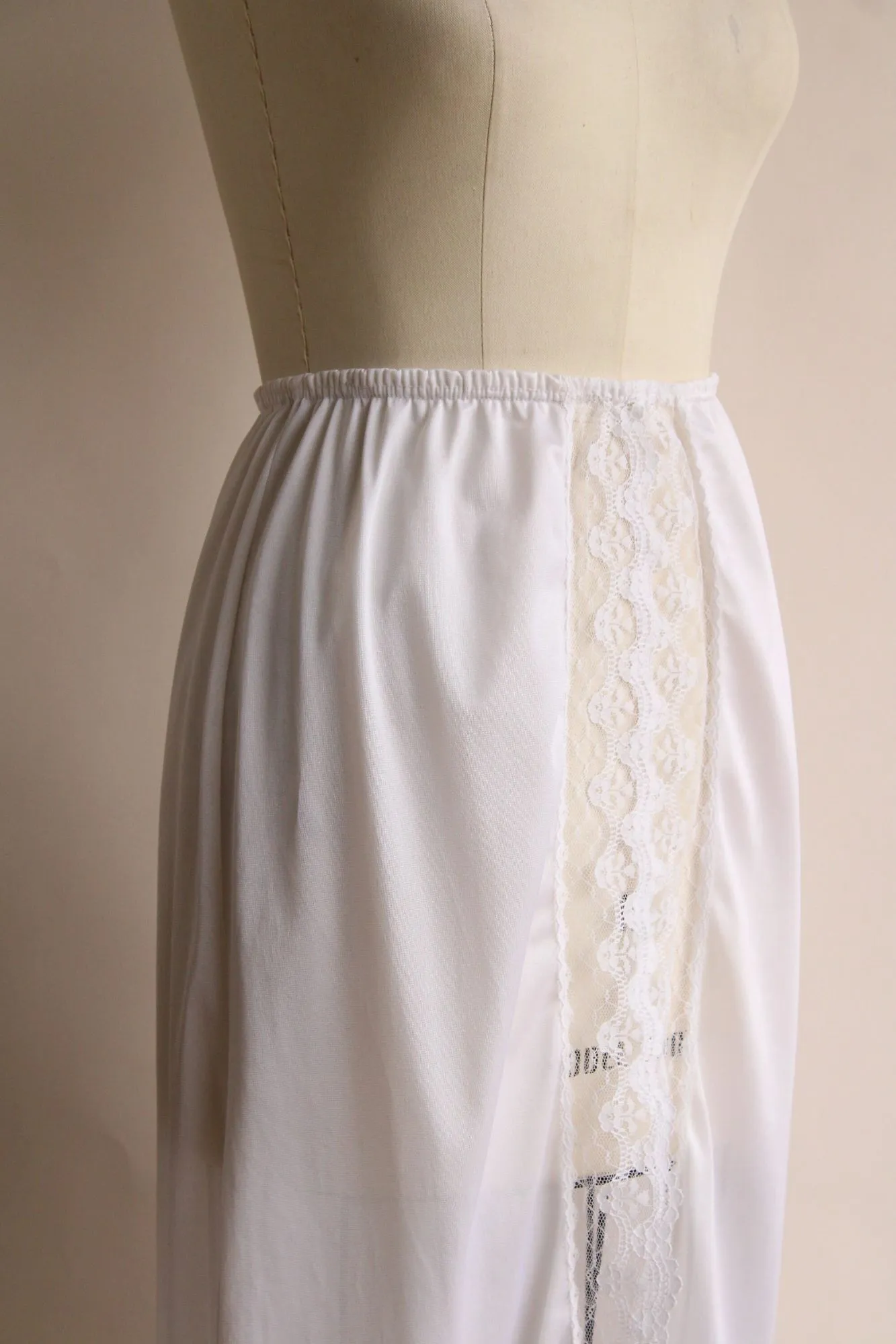 Vintage 1980s Pierre Cardin White Nylon Half Slip, Size Small