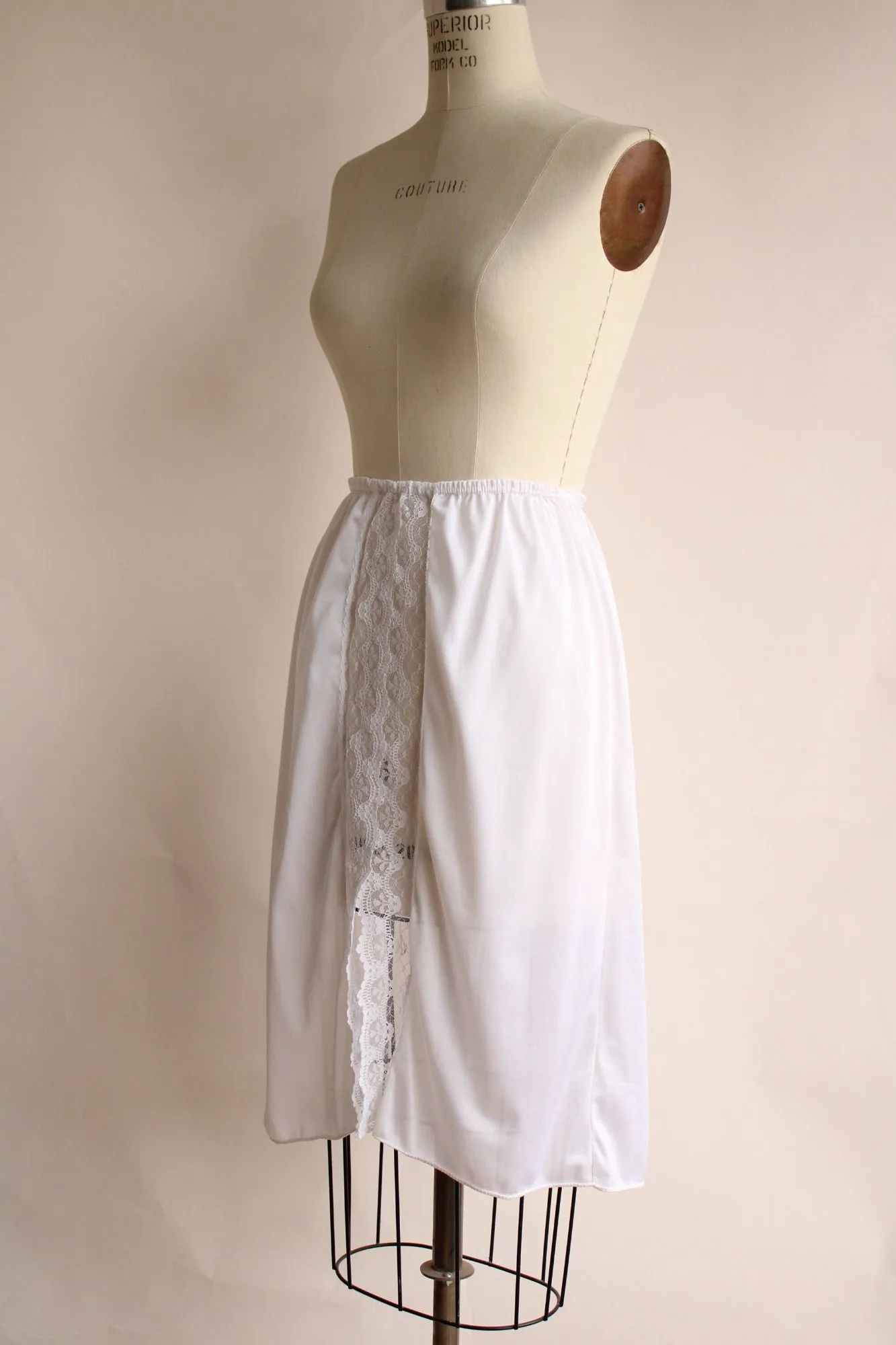 Vintage 1980s Pierre Cardin White Nylon Half Slip, Size Small
