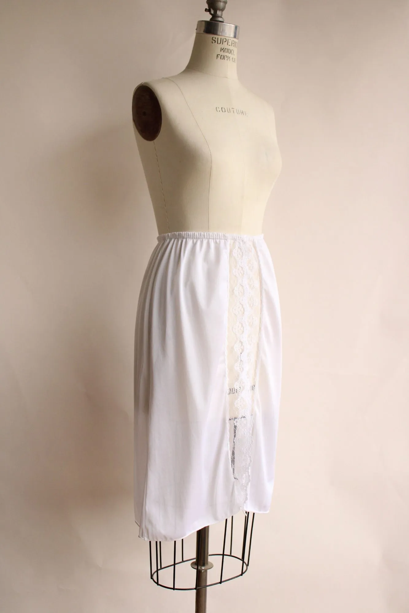 Vintage 1980s Pierre Cardin White Nylon Half Slip, Size Small