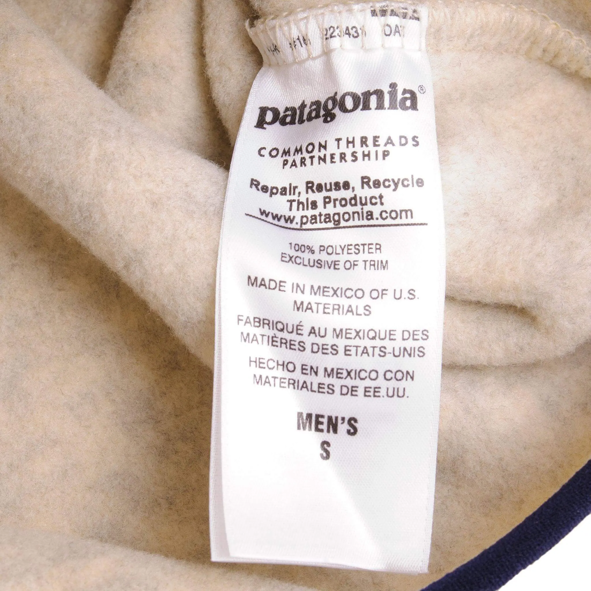 VINTAGE PATAGONIA SYNCHILLA SNAP-T FLEECE PULLOVER JACKET OATMEAL SMALL DEADSTOCK