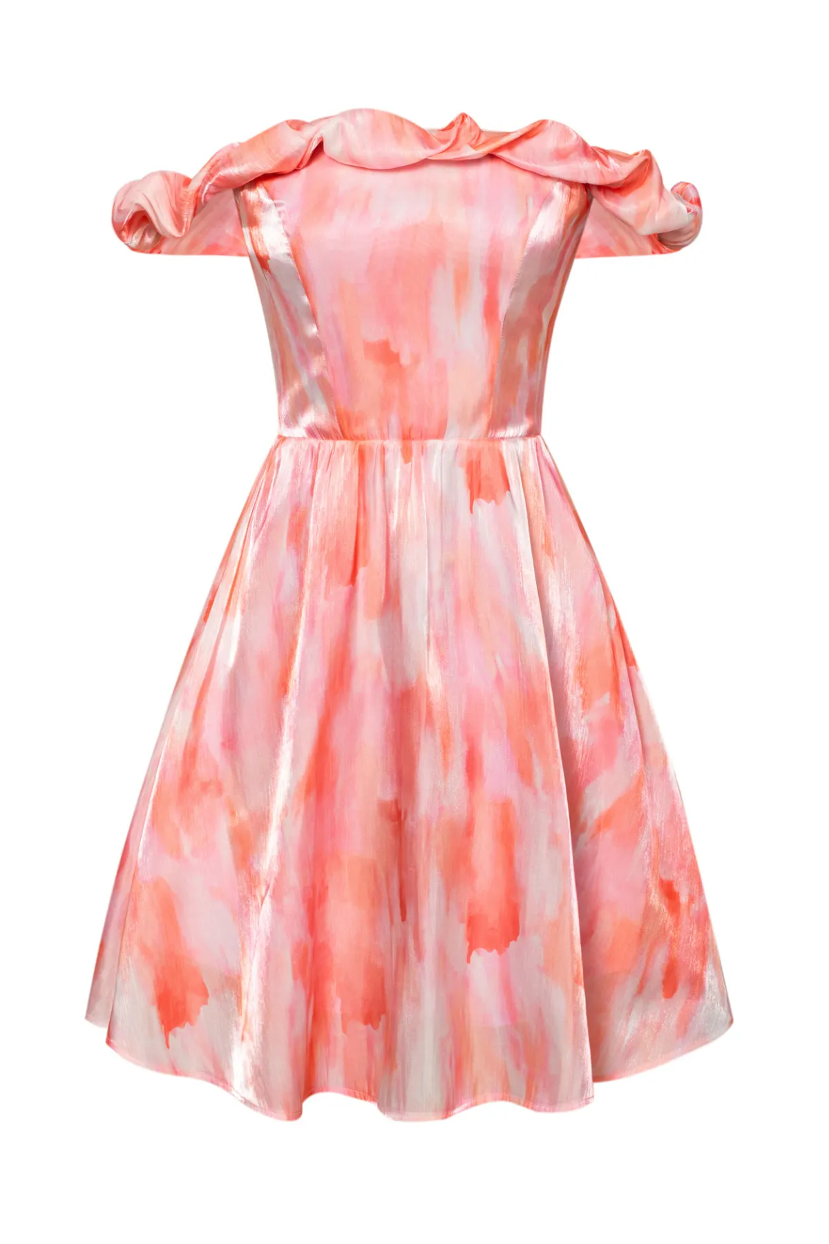 Women Off Shoulder Dress Casual Smocked Back Bodice Mid-Thigh A-Line Dress