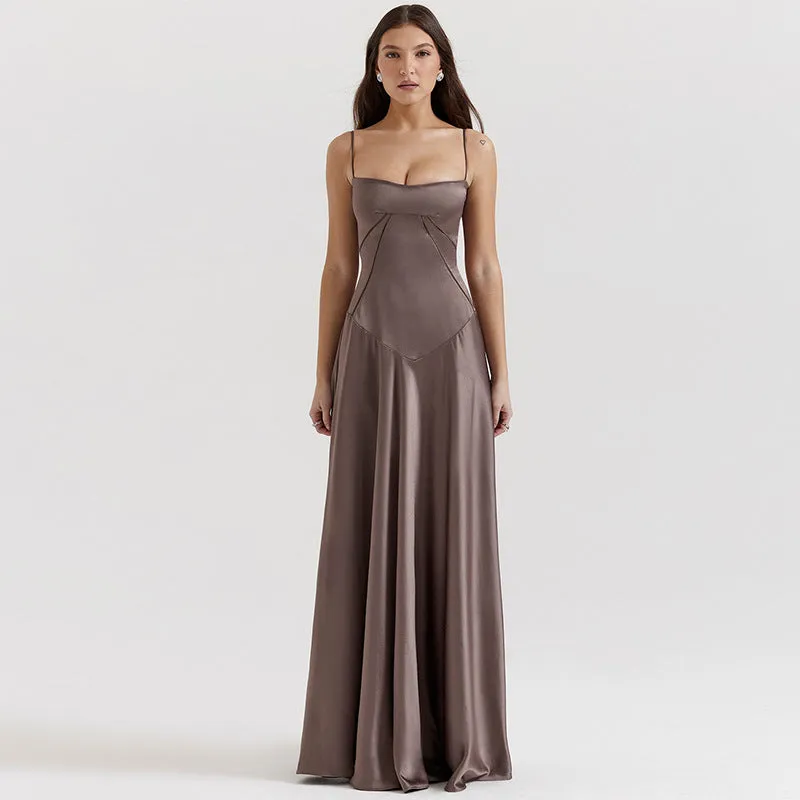 Women Sexy Ombre Backless Maxi Evening Dress