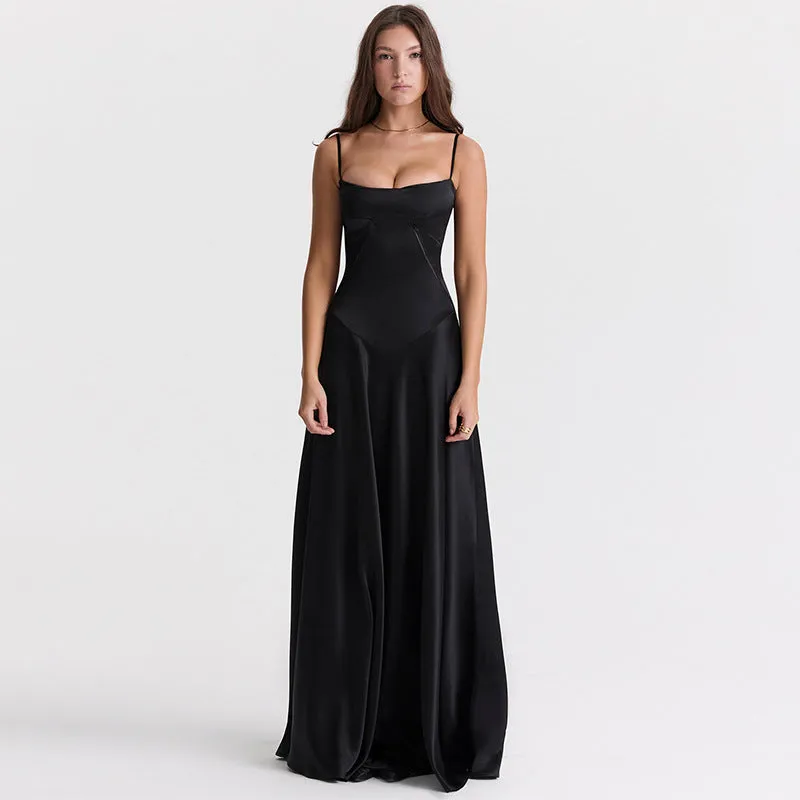 Women Sexy Ombre Backless Maxi Evening Dress