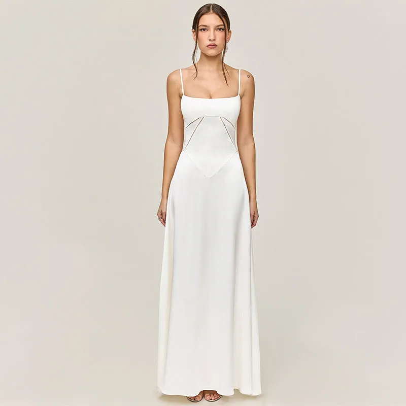 Women Sexy Ombre Backless Maxi Evening Dress