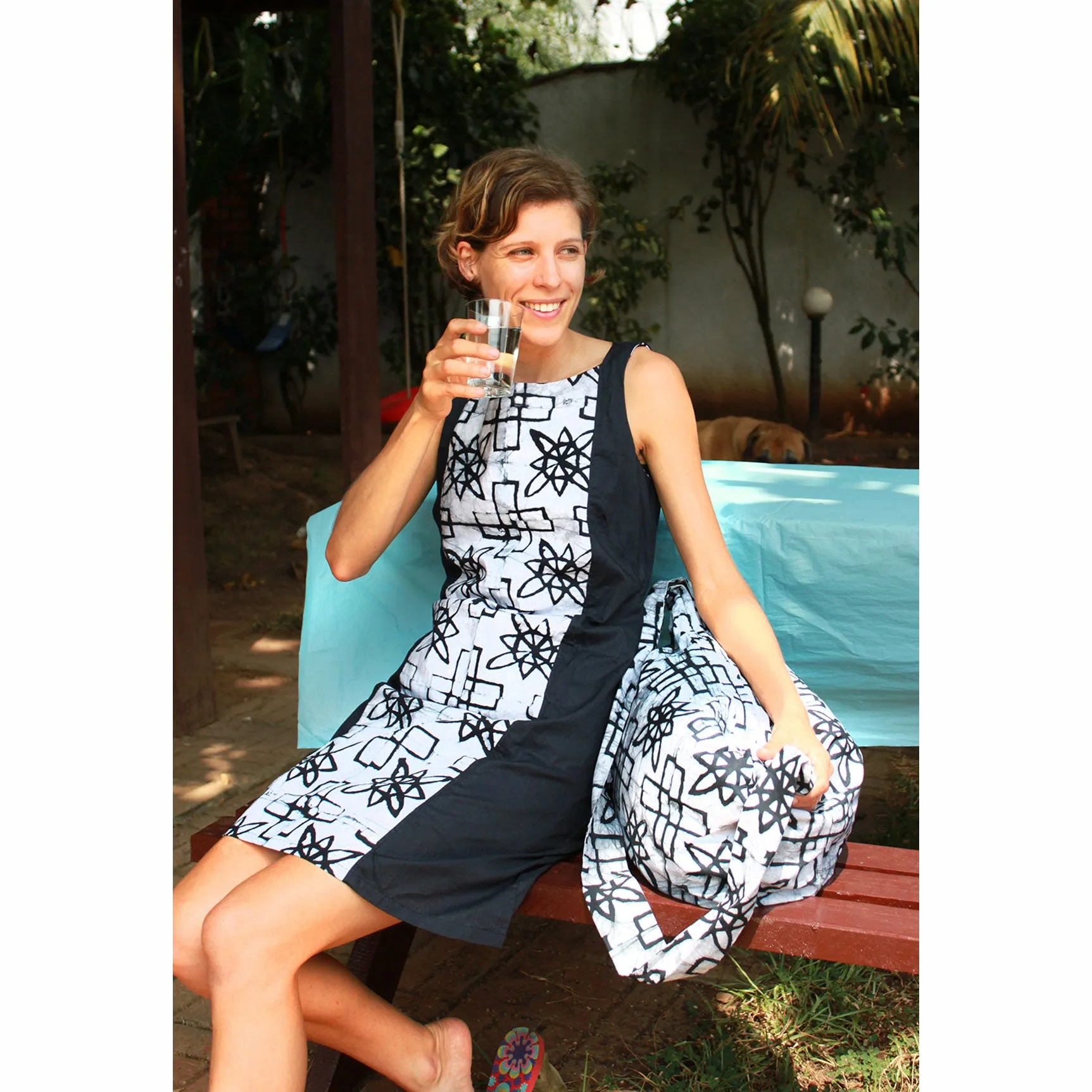 Womens A Line Dress Black Mosiac Global Mamas Womens