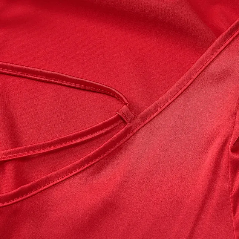 Women's Satin Slim Strap Backless Dress