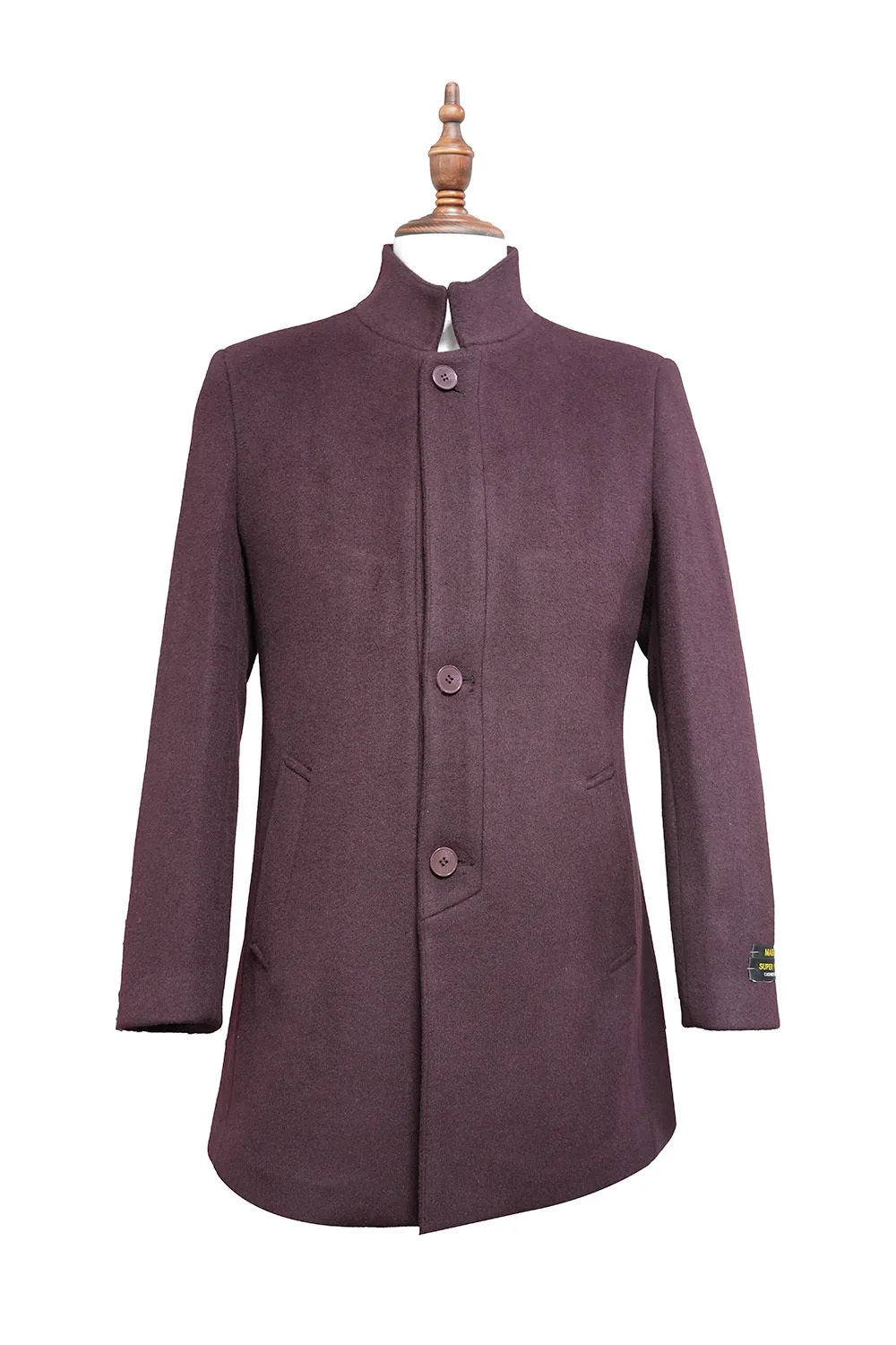 Wool and Cashmere Top Coat in Burgundy