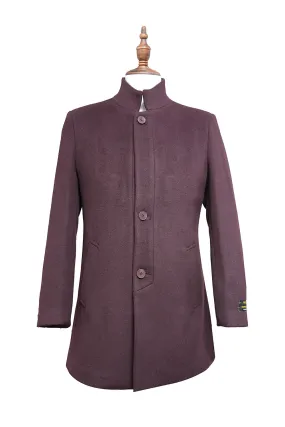 Wool and Cashmere Top Coat in Burgundy
