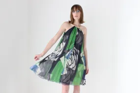 Y2K Designer CATHERINE MALANDRINO Patchwork Silk Trapeze Dress